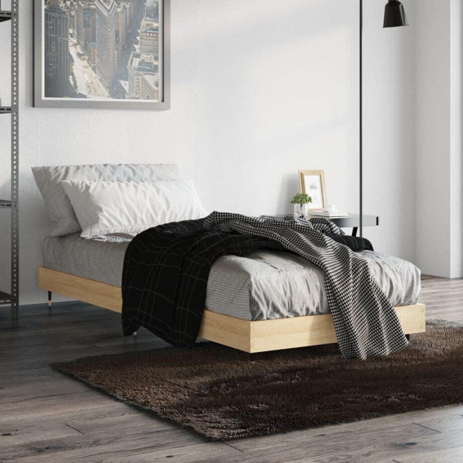 vidaXL Bedframe zonder matras hout sonoma eikenkleurig 75x190 cm afbeelding 1