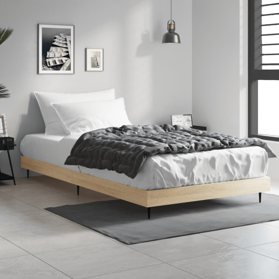 vidaXL Bedframe zonder matras hout sonoma eikenkleurig 100x200 cm afbeelding 1
