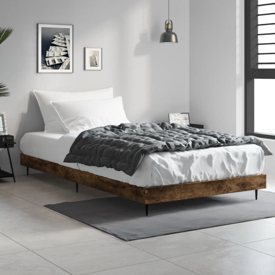 vidaXL Bedframe zonder matras hout gerookt eikenkleurig 100x200 cm afbeelding 1