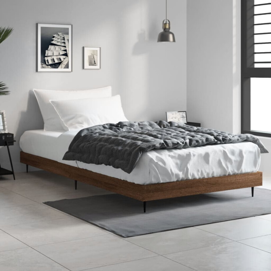 vidaXL Bedframe zonder matras bewerkt hout bruin eikenkleur 90x200 cm afbeelding 1