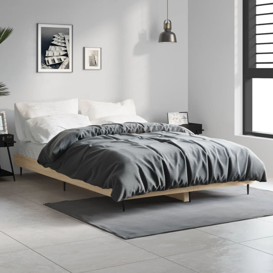 vidaXL Bedframe zonder matras hout sonoma eikenkleurig 120x190 cm afbeelding 1