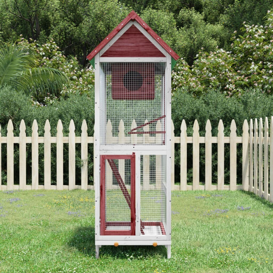 vidaXL Volière 60x58,5x160 cm massief grenenhout mokkakleurig vidaXL Volière 60x58,5x160 cm massief grenenhout mokkakleurig afbeelding 1