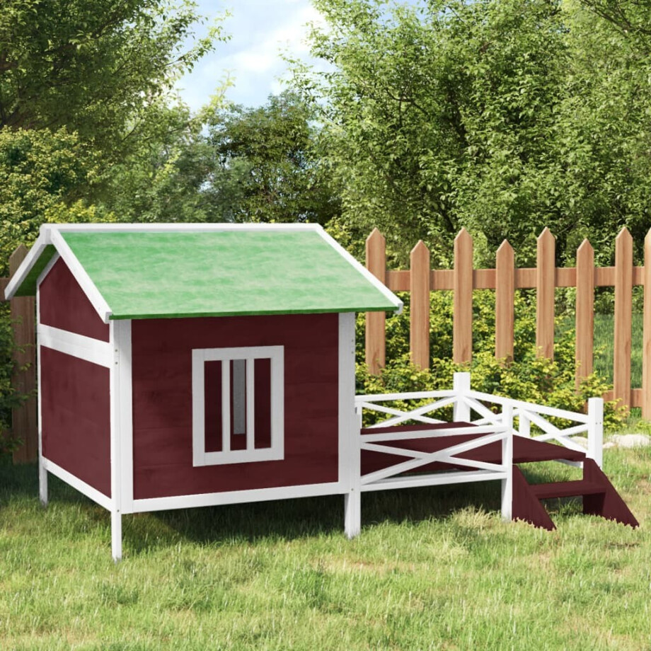 vidaXL Hondenhok 159x120x88,5 cm massief grenenhout mokkakleurig afbeelding 1