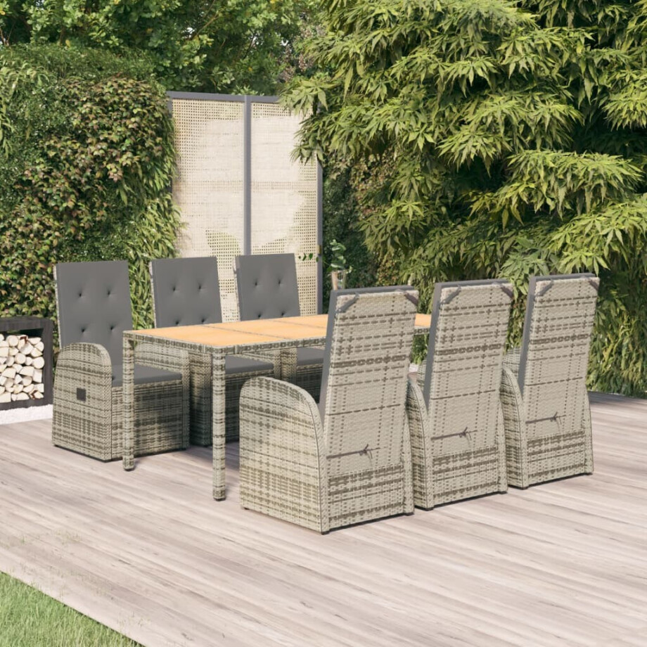 vidaXL 7-delige Tuinset met kussens poly rattan grijs vidaXL 7-delige Tuinset met kussens poly rattan grijs afbeelding 1