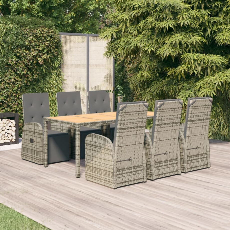 vidaXL 7-delige Tuinset met kussens poly rattan grijs vidaXL 7-delige Tuinset met kussens poly rattan grijs afbeelding 1