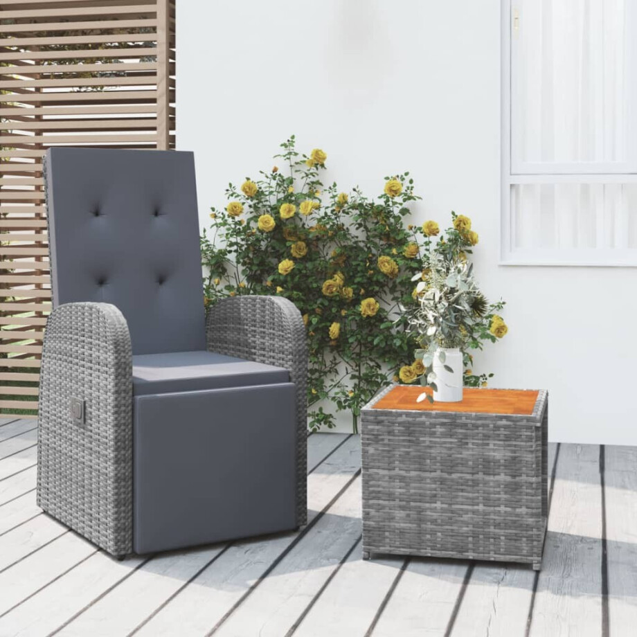 vidaXL 2-delige Loungeset poly rattan en massief acaciahout grijs vidaXL 2-delige Loungeset poly rattan en massief acaciahout grijs afbeelding 1