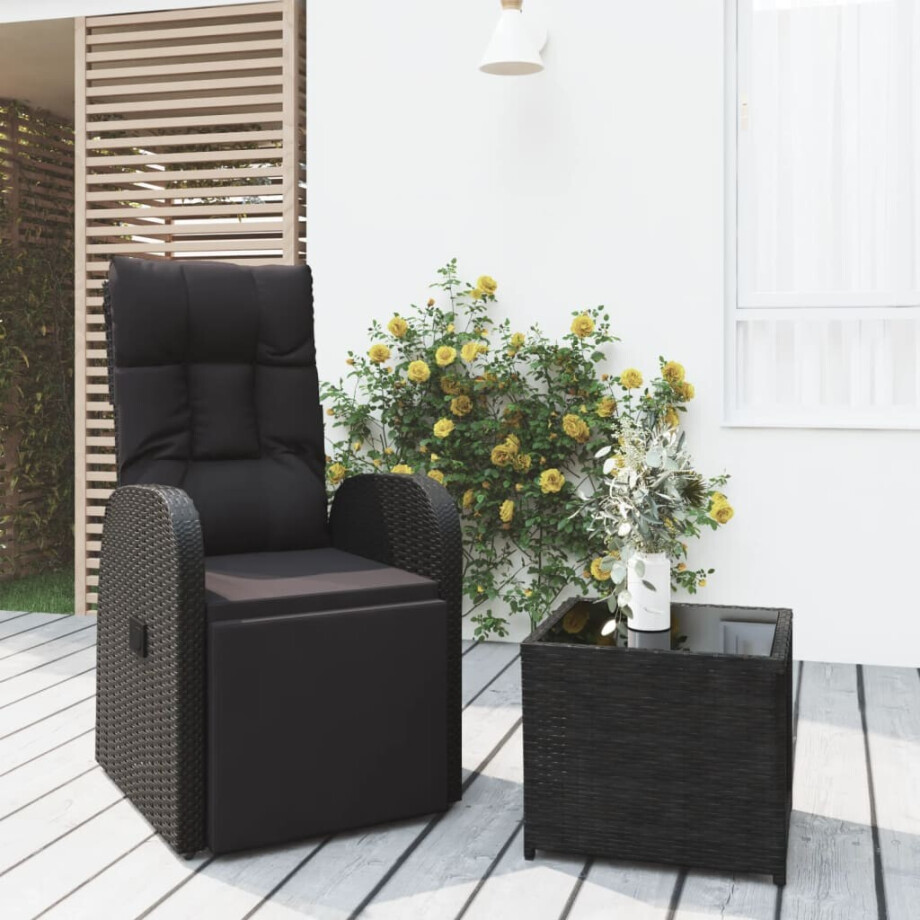 vidaXL 2-delige Loungeset poly rattan en staal zwart afbeelding 1