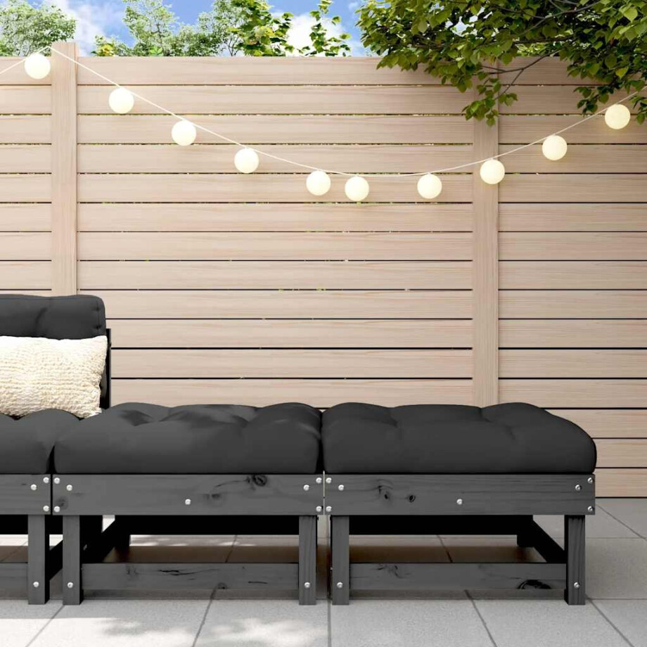 vidaXL Tuinvoetenbanken met kussens 2 st massief grenenhout grijs afbeelding 1