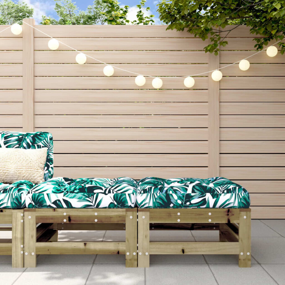 vidaXL Tuinvoetenbanken met kussens 2 st geïmpregneerd grenenhout afbeelding 1