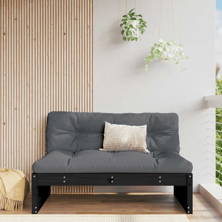 vidaXL Middenbank 120x80 cm massief grenenhout zwart afbeelding 1