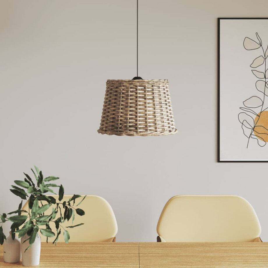 vidaXL Plafondlampenkap Ø40x26 cm wicker bruin afbeelding 1
