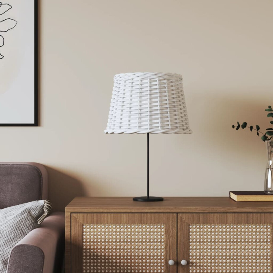 vidaXL Lampenkap Ø40x26 cm wicker wit afbeelding 1