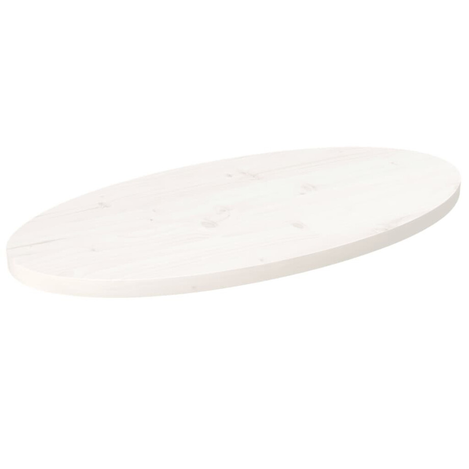 vidaXL Tafelblad ovaal 70x35x2,5 cm massief grenenhout wit afbeelding 1
