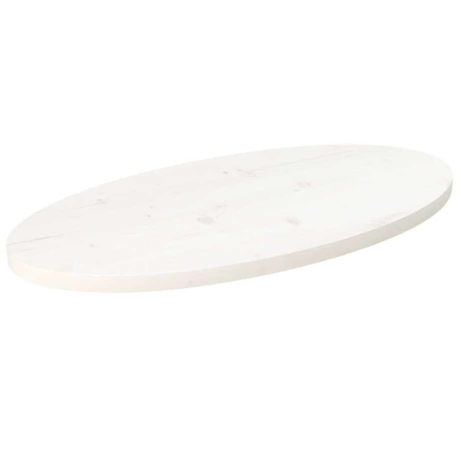 vidaXL Tafelblad ovaal 80x40x2,5 cm massief grenenhout wit afbeelding 1