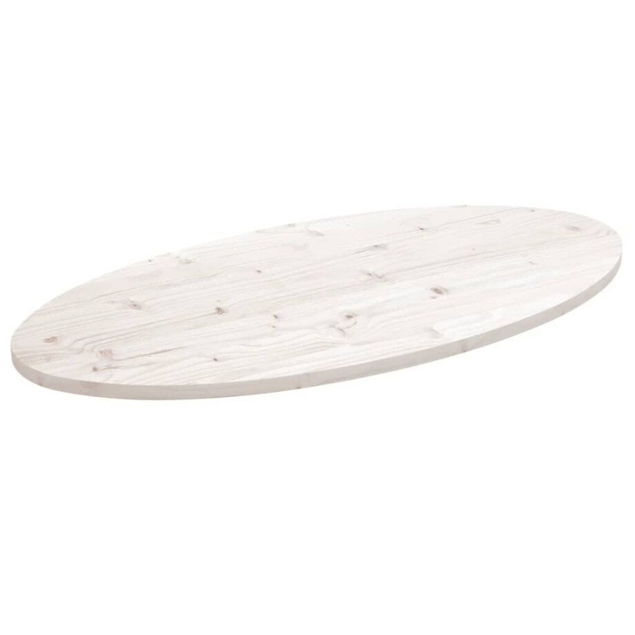vidaXL Tafelblad ovaal 90x45x2,5 cm massief grenenhout wit afbeelding 1