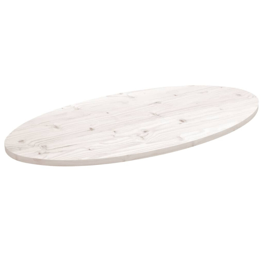 vidaXL Tafelblad ovaal 100x50x2,5 cm massief grenenhout wit afbeelding 1