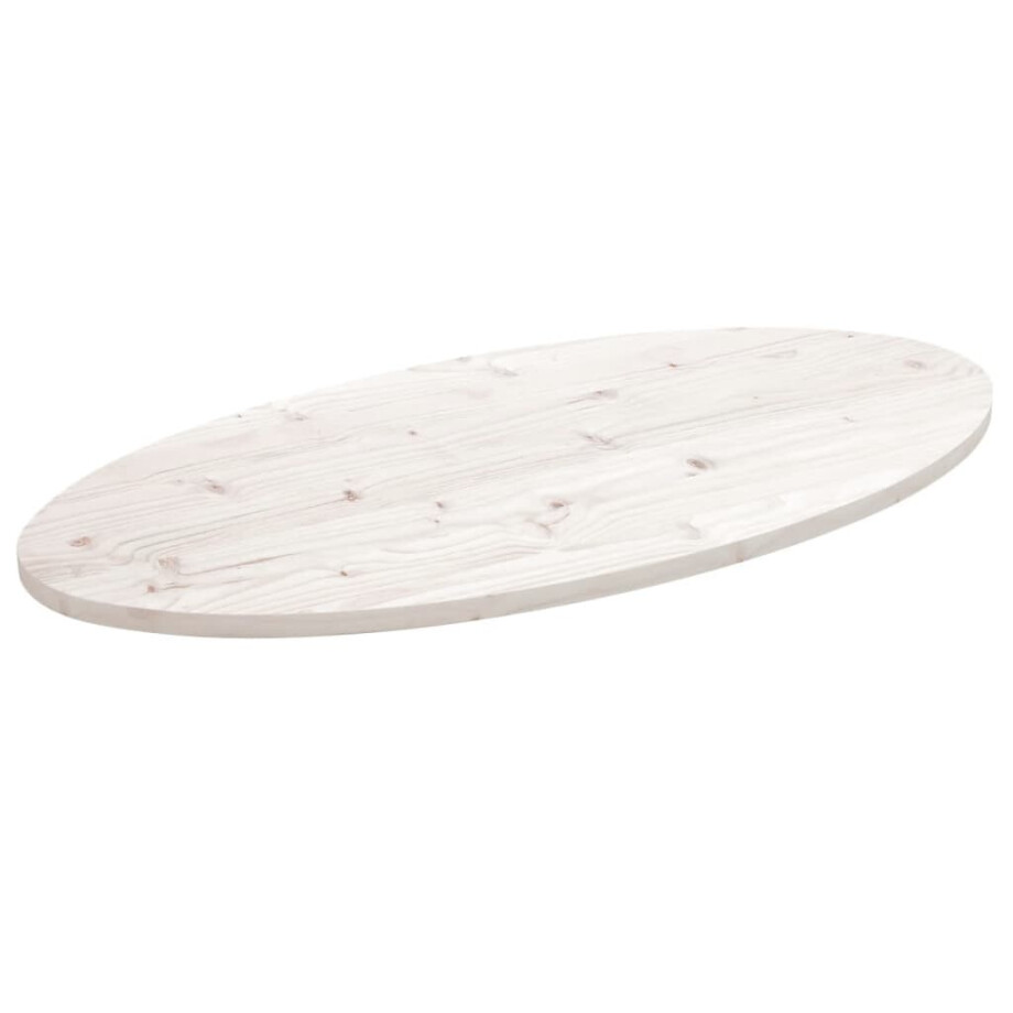 vidaXL Tafelblad ovaal 110x55x2,5 cm massief grenenhout wit afbeelding 1