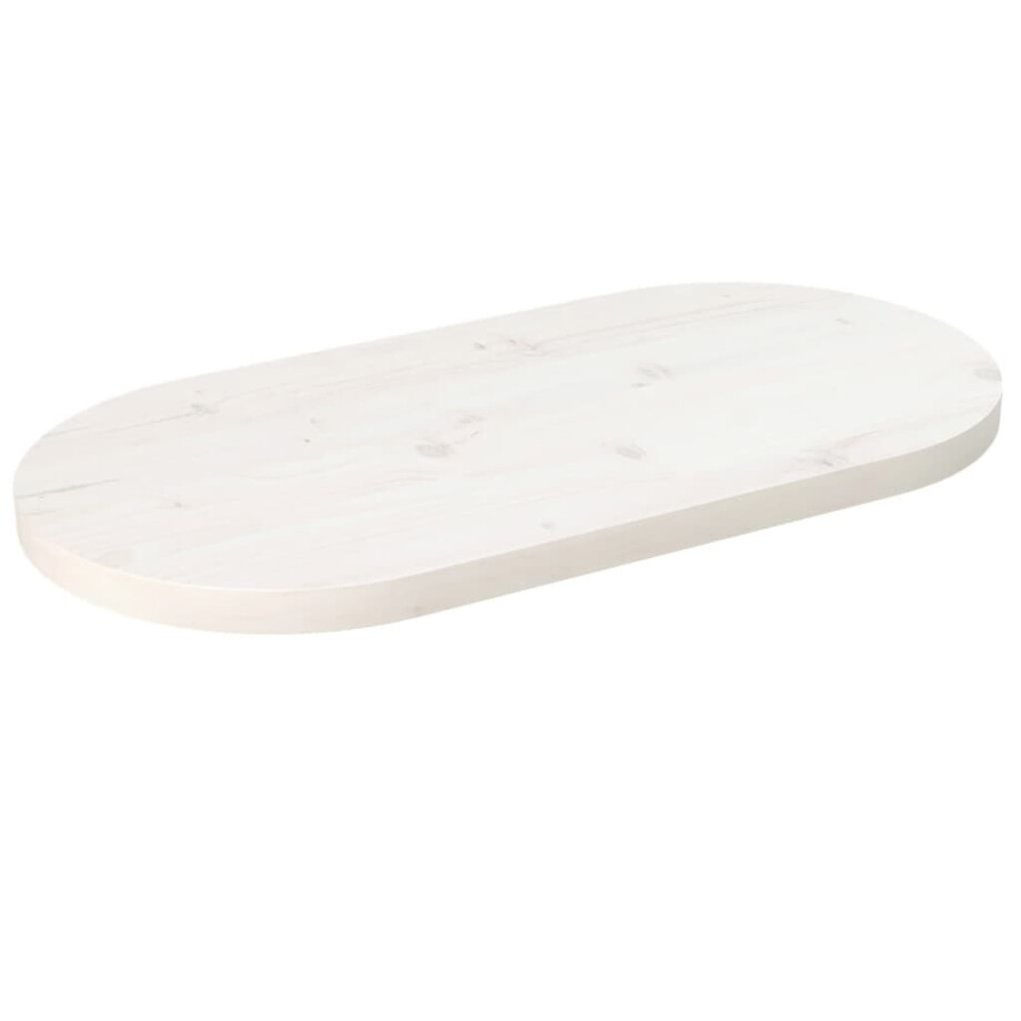 vidaXL Tafelblad ovaal 60x30x2,5 cm massief grenenhout wit afbeelding 1