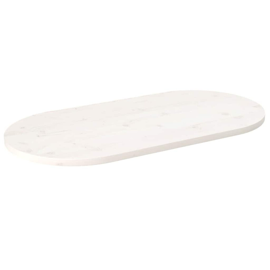 vidaXL Tafelblad ovaal 110x55x2,5 cm massief grenenhout wit afbeelding 1