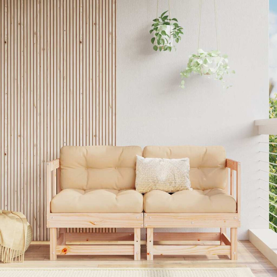 vidaXL Tuinhoekbanken 2 st massief grenenhout afbeelding 1