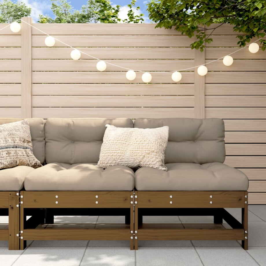 vidaXL Tuinmiddenbanken 2 st massief grenenhout honingbruin afbeelding 1