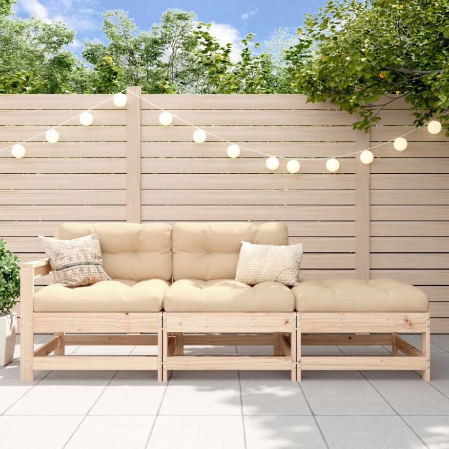 vidaXL 3-delige Loungeset massief grenenhout afbeelding 1