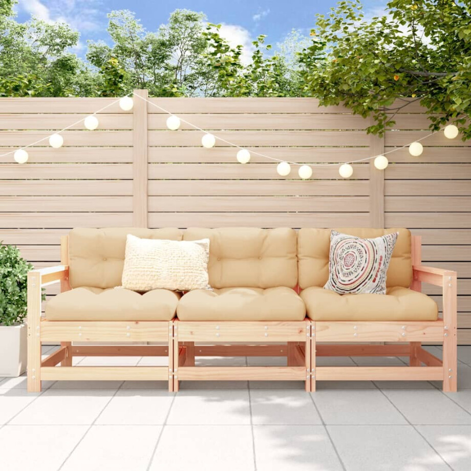 vidaXL 3-delige Loungeset massief grenenhout afbeelding 1