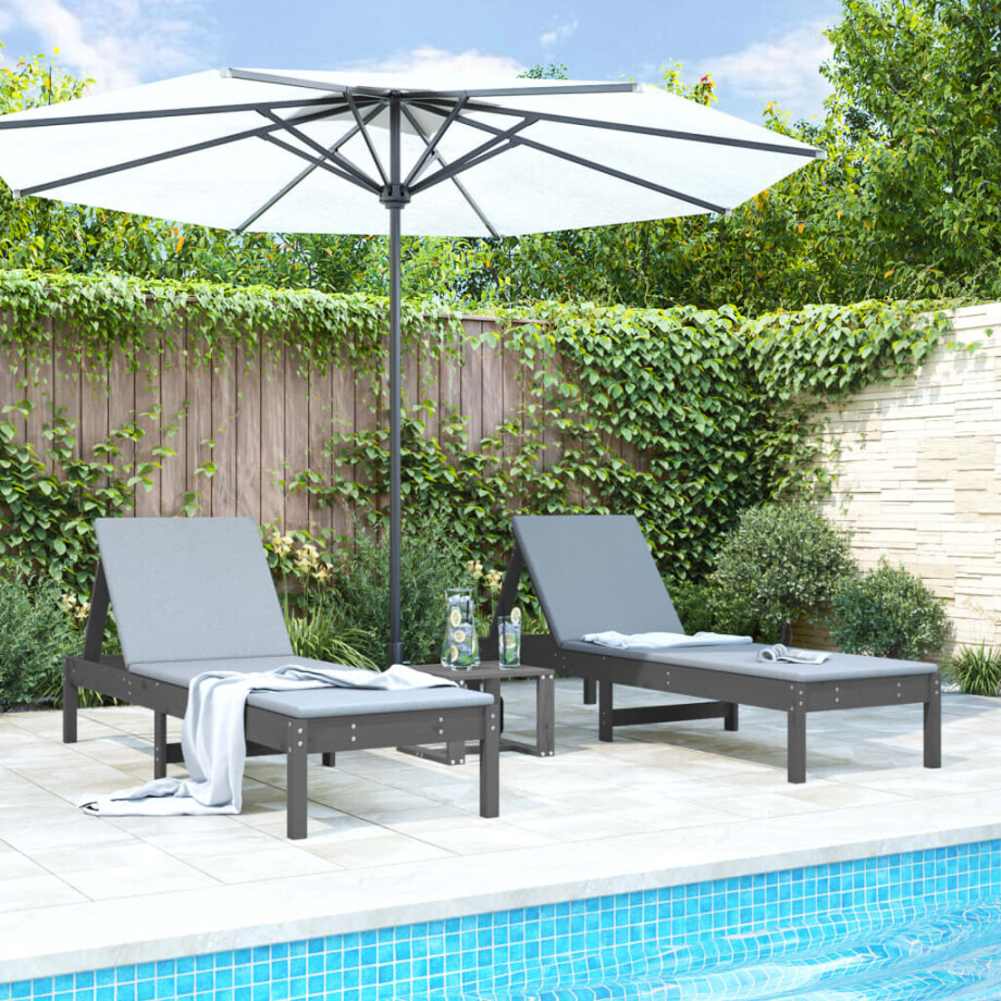 vidaXL Ligbedden 2 st 199,5x60x74 cm massief grenenhout grijs vidaXL Ligbedden 2 st 199,5x60x74 cm massief grenenhout grijs afbeelding 1