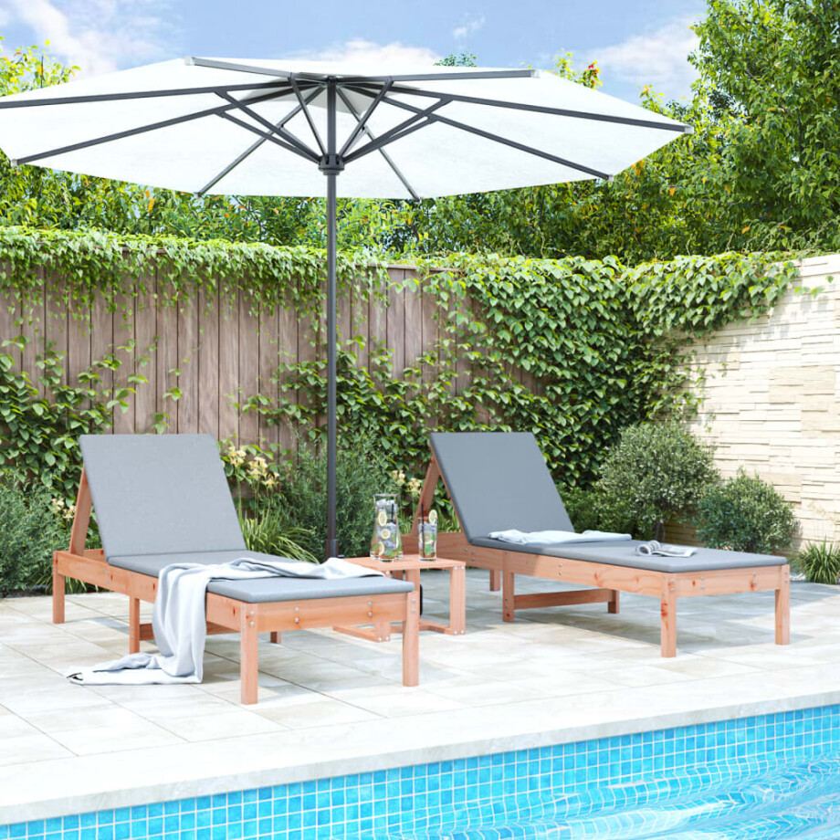 vidaXL Ligbedden 2 st 199,5x60x74 cm massief douglashout afbeelding 1
