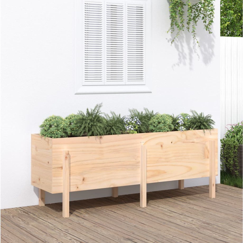 vidaXL Plantenbak verhoogd 160x50x57 cm massief grenenhout afbeelding 1