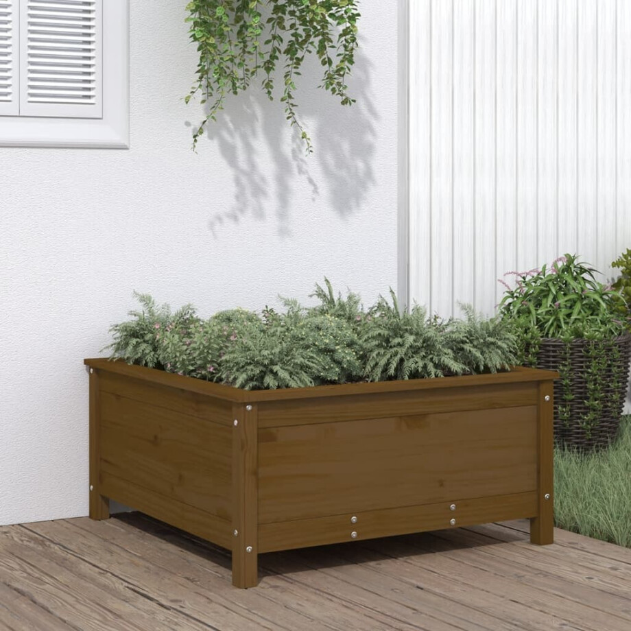vidaXL Plantenbak 82,5x82,5x39 cm massief grenenhout honingbruin vidaXL Plantenbak 82,5x82,5x39 cm massief grenenhout honingbruin afbeelding 1