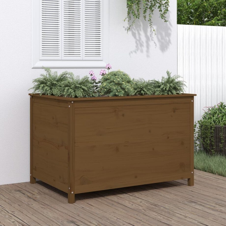 vidaXL Plantenbak verhoogd 119,5x82,5x78 cm massief grenen honingbruin vidaXL Plantenbak verhoogd 119,5x82,5x78 cm massief grenen honingbruin afbeelding 1