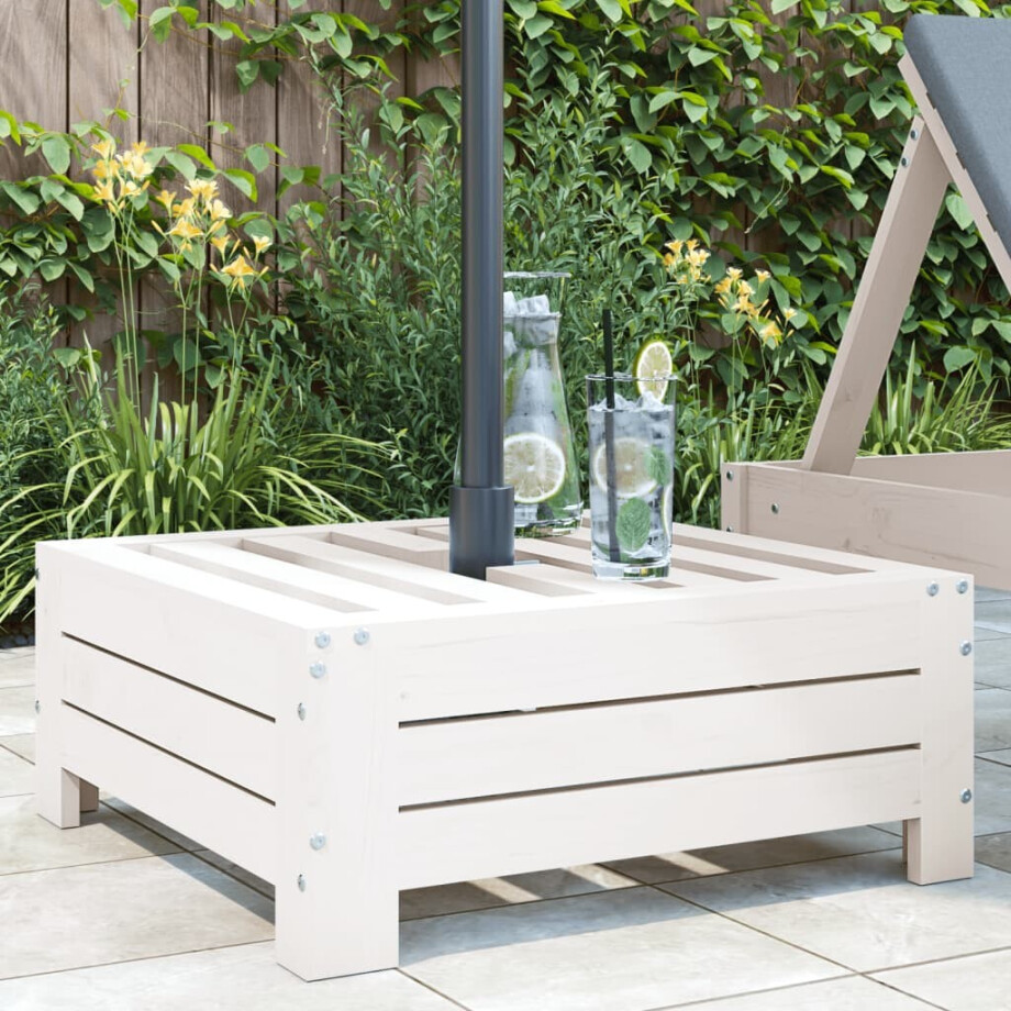 vidaXL Parasolvoetbedekking massief grenenhout wit afbeelding 1