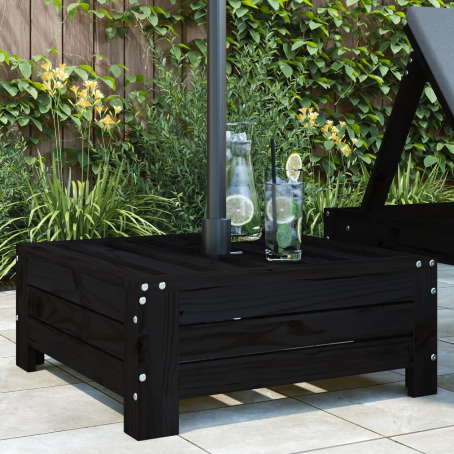 vidaXL Parasolvoetbedekking massief grenenhout zwart afbeelding 1