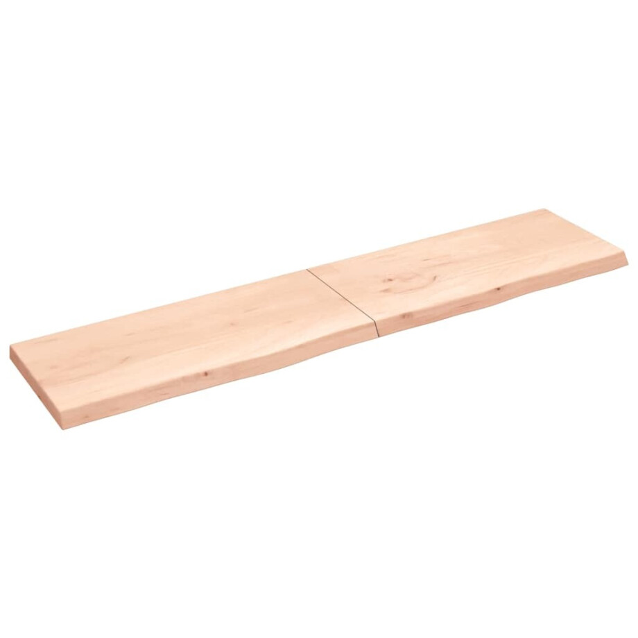 vidaXL Wandschap 220x50x(2-6) cm onbehandeld massief eikenhout afbeelding 1