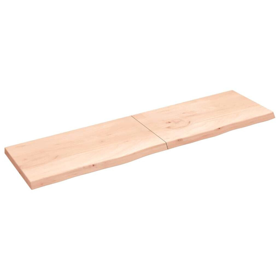 vidaXL Wandschap 220x60x(2-6) cm onbehandeld massief eikenhout vidaXL Wandschap 220x60x(2-6) cm onbehandeld massief eikenhout afbeelding 1