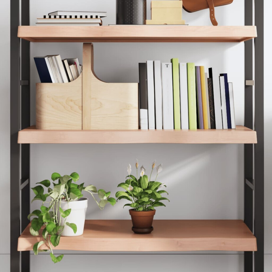 vidaXL Wandschap 80x60x(2-6) cm behandeld massief eikenhout lichtbruin afbeelding 1