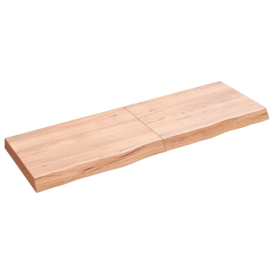 vidaXL Wandschap 120x40x(2-6)cm behandeld massief eikenhout lichtbruin afbeelding 1