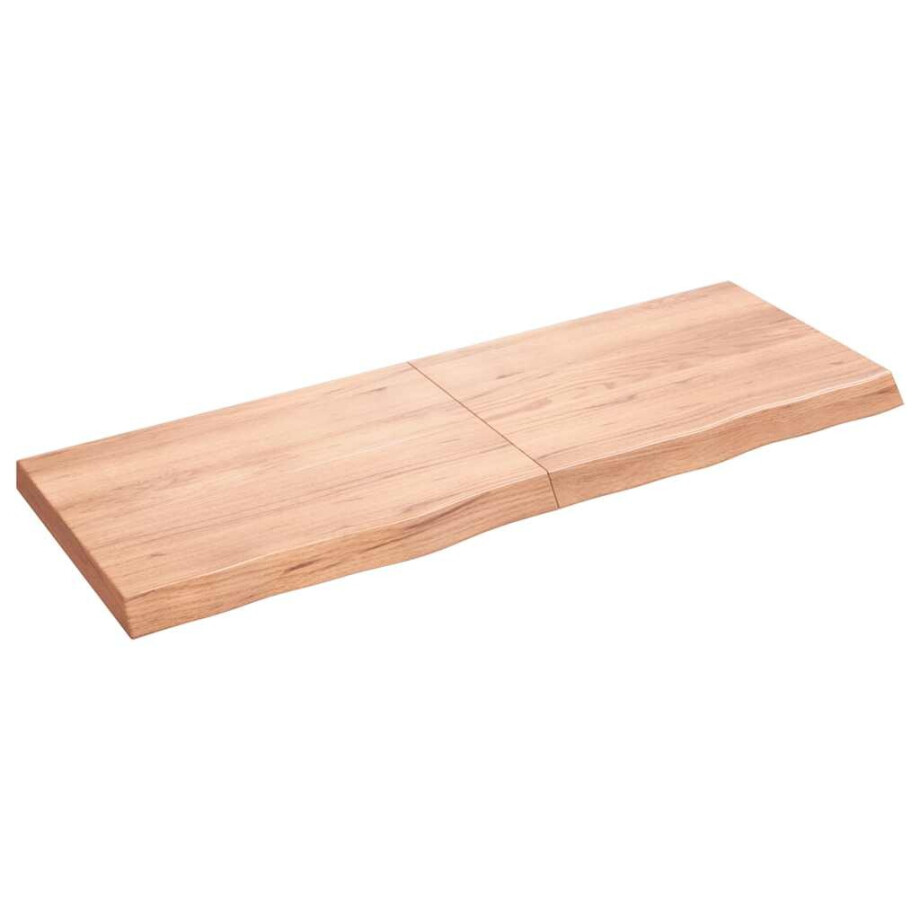 vidaXL Wandschap 140x50x(2-6)cm behandeld massief eikenhout lichtbruin vidaXL Wandschap 140x50x(2-6)cm behandeld massief eikenhout lichtbruin afbeelding 1
