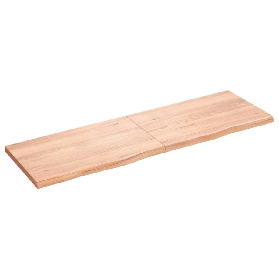 vidaXL Wandschap 160x50x(2-4)cm behandeld massief eikenhout lichtbruin afbeelding 1