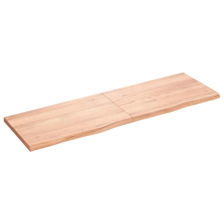 vidaXL Wandschap 160x50x(2-4)cm behandeld massief eikenhout lichtbruin vidaXL Wandschap 160x50x(2-4)cm behandeld massief eikenhout lichtbruin afbeelding 1