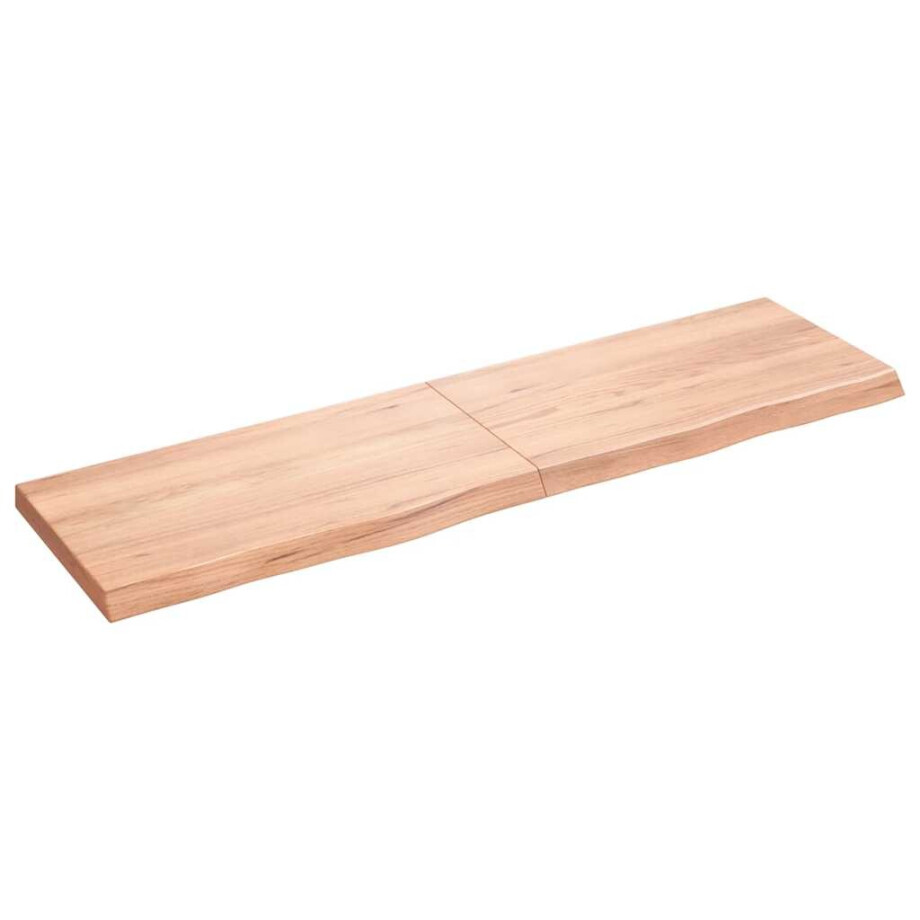 vidaXL Wandschap 180x50x(2-6)cm behandeld massief eikenhout lichtbruin afbeelding 1