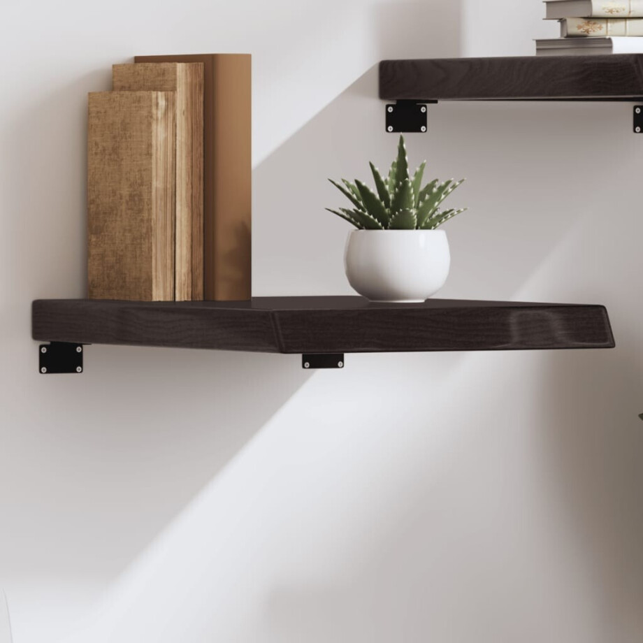 vidaXL Wandschap 40x60x(2-6)cm behandeld massief eikenhout donkerbruin afbeelding 1