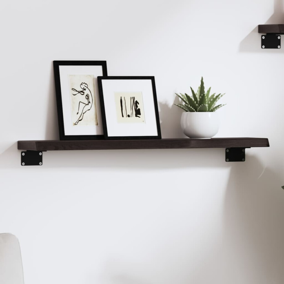 vidaXL Wandschap 60x10x2 cm behandeld massief eikenhout donkerbruin afbeelding 1