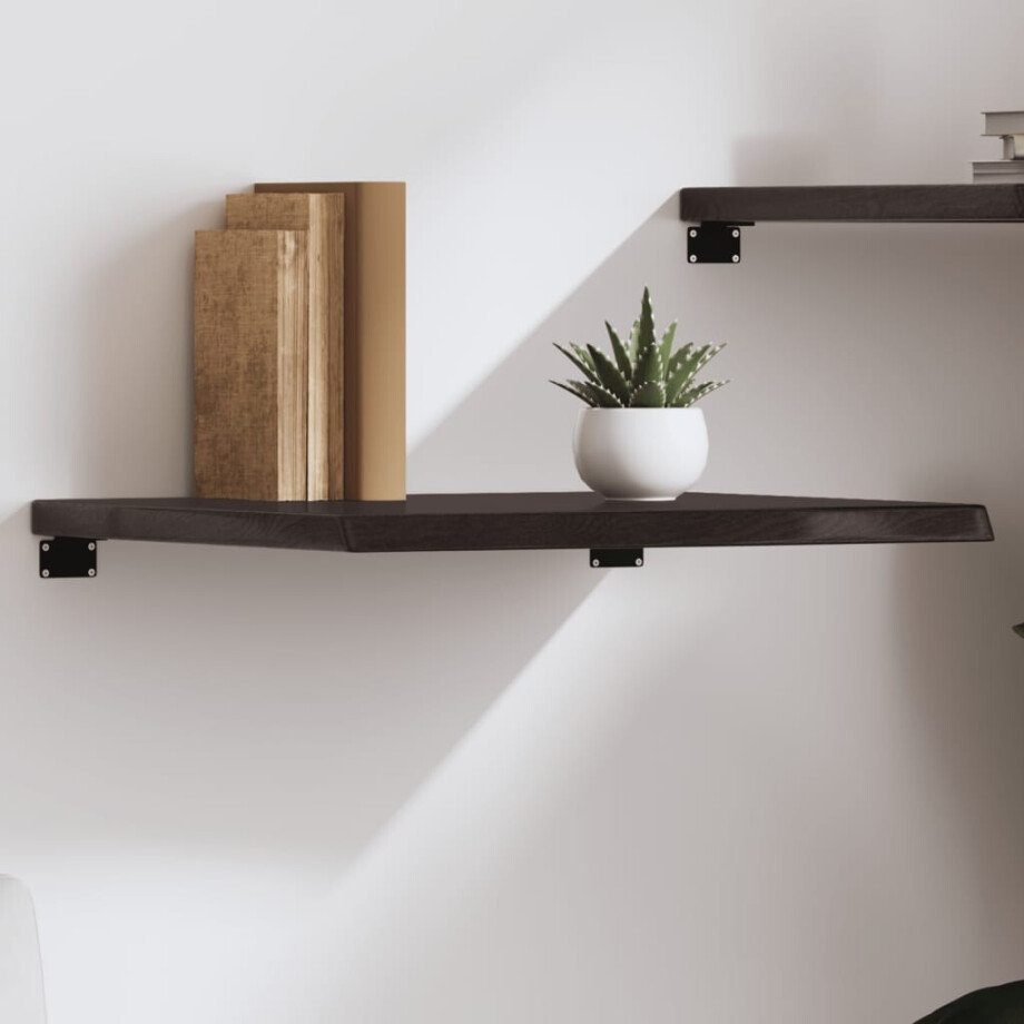vidaXL Wandschap 60x50x(2-4)cm behandeld massief eikenhout donkerbruin afbeelding 1