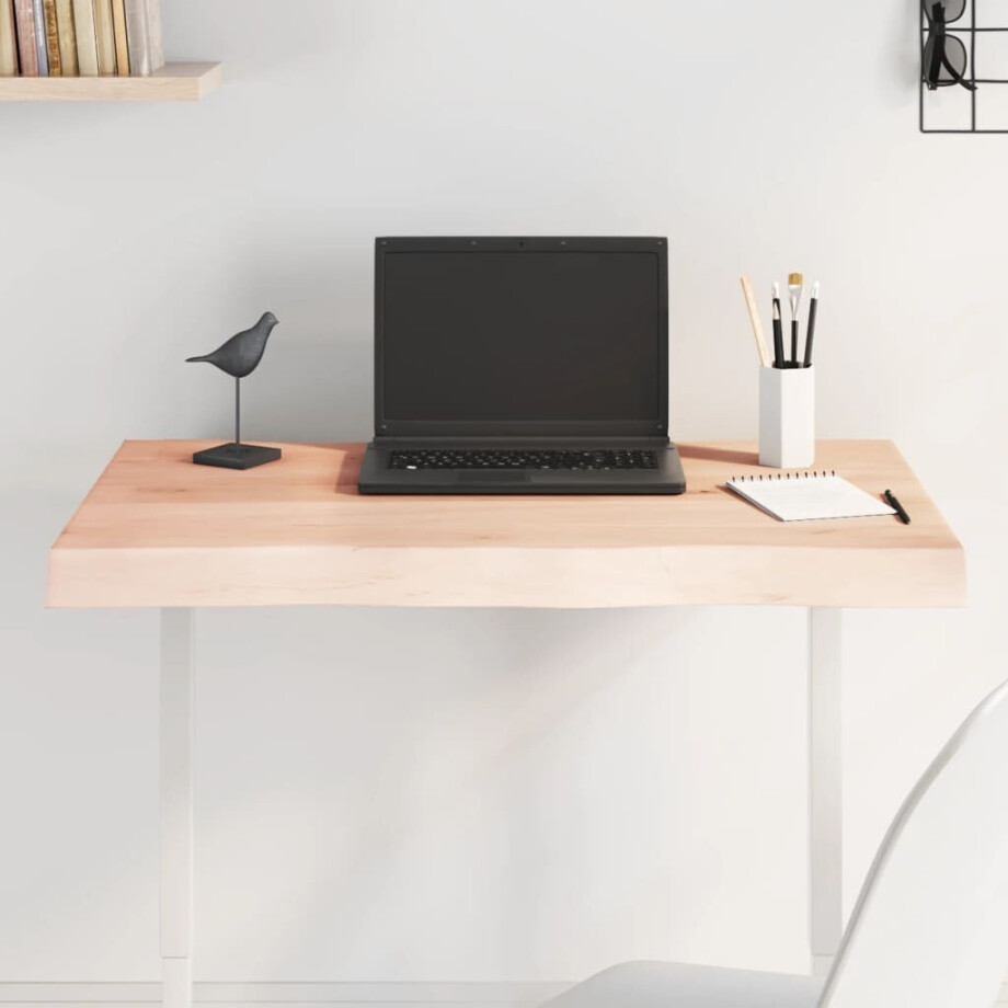 vidaXL Tafelblad natuurlijke rand 80x50x(2-6) cm massief eikenhout afbeelding 1