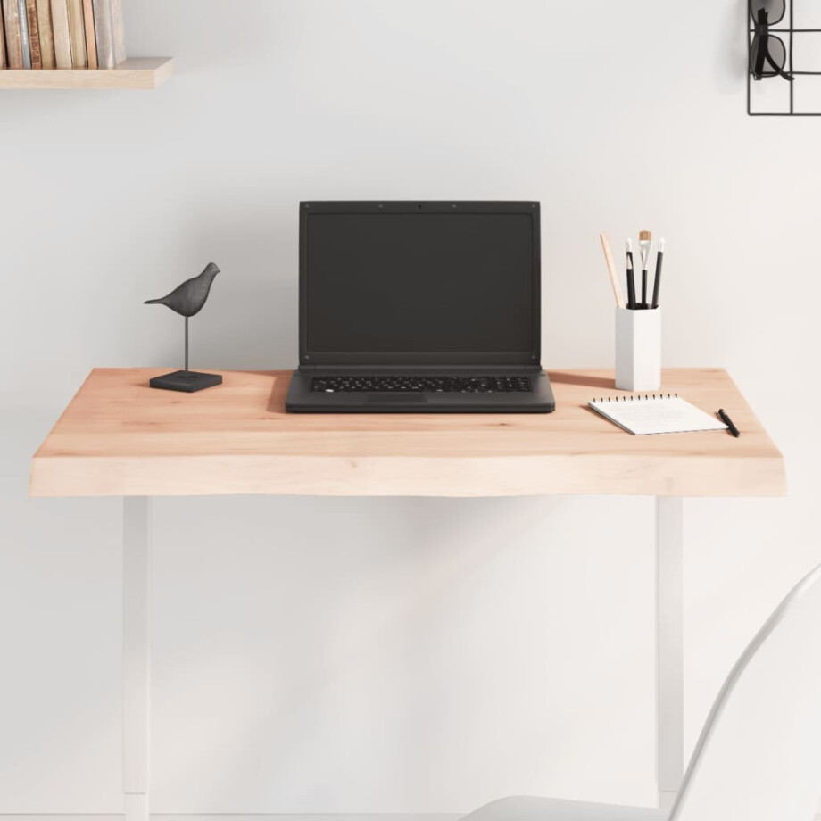 vidaXL Tafelblad natuurlijke rand 80x60x(2-4) cm massief eikenhout afbeelding 1