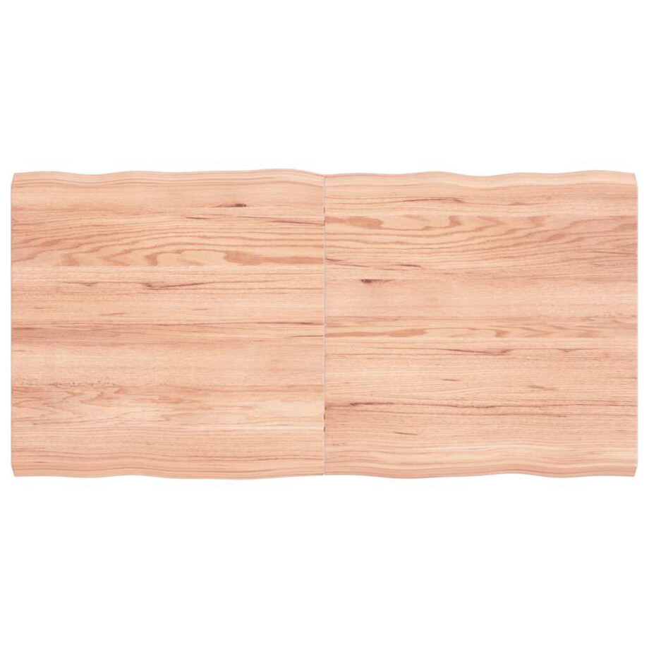 vidaXL Tafelblad natuurlijke rand 120x60x(2-4)cm eikenhout lichtbruin afbeelding 1