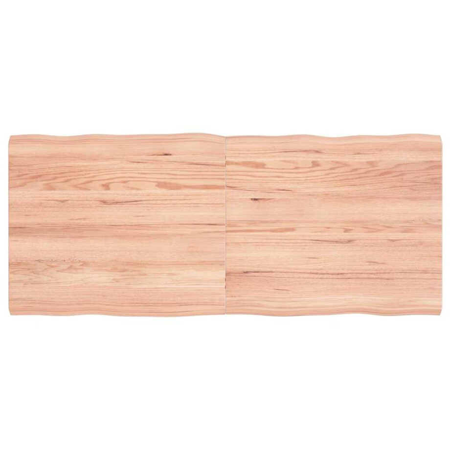 vidaXL Tafelblad natuurlijke rand 140x60x(2-4) cm eikenhout lichtbruin afbeelding 1