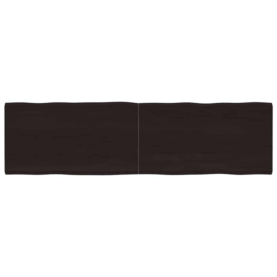 vidaXL Tafelblad natuurlijke rand 180x50x(2-4)cm eikenhout donkerbruin afbeelding 1